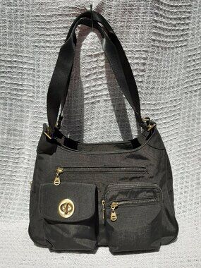 Baggallini Grey Nylon Utility Shoulder Bag  13"x8"x4"